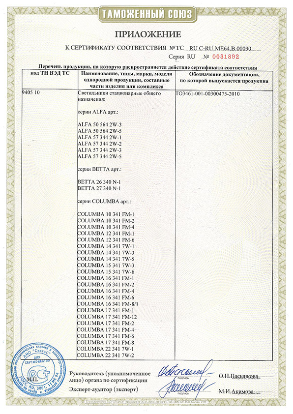 Сертификат соответствия на продукцию компании VIROMAX
