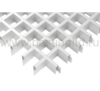 Потолок Грильято 50x50 белого цвета высотой 30 мм, толщина металла 0.32 мм