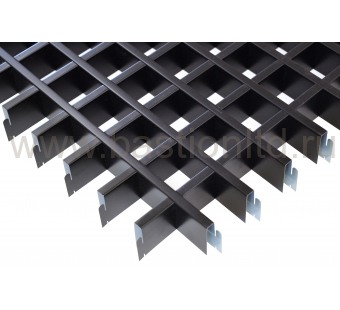 Потолок Грильято 50x50 черного цвета высотой 30 мм, толщина металла 0.32 мм