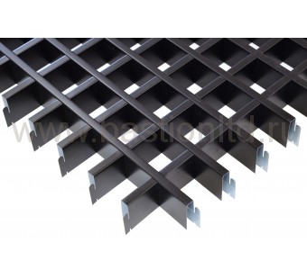 Потолок Грильято 50x50 черного цвета высотой 40 мм, толщина металла 0.32 мм